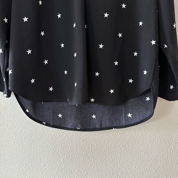 J Crew Stars Black and White V Neck Blouse Size S - Picture 2 of 6